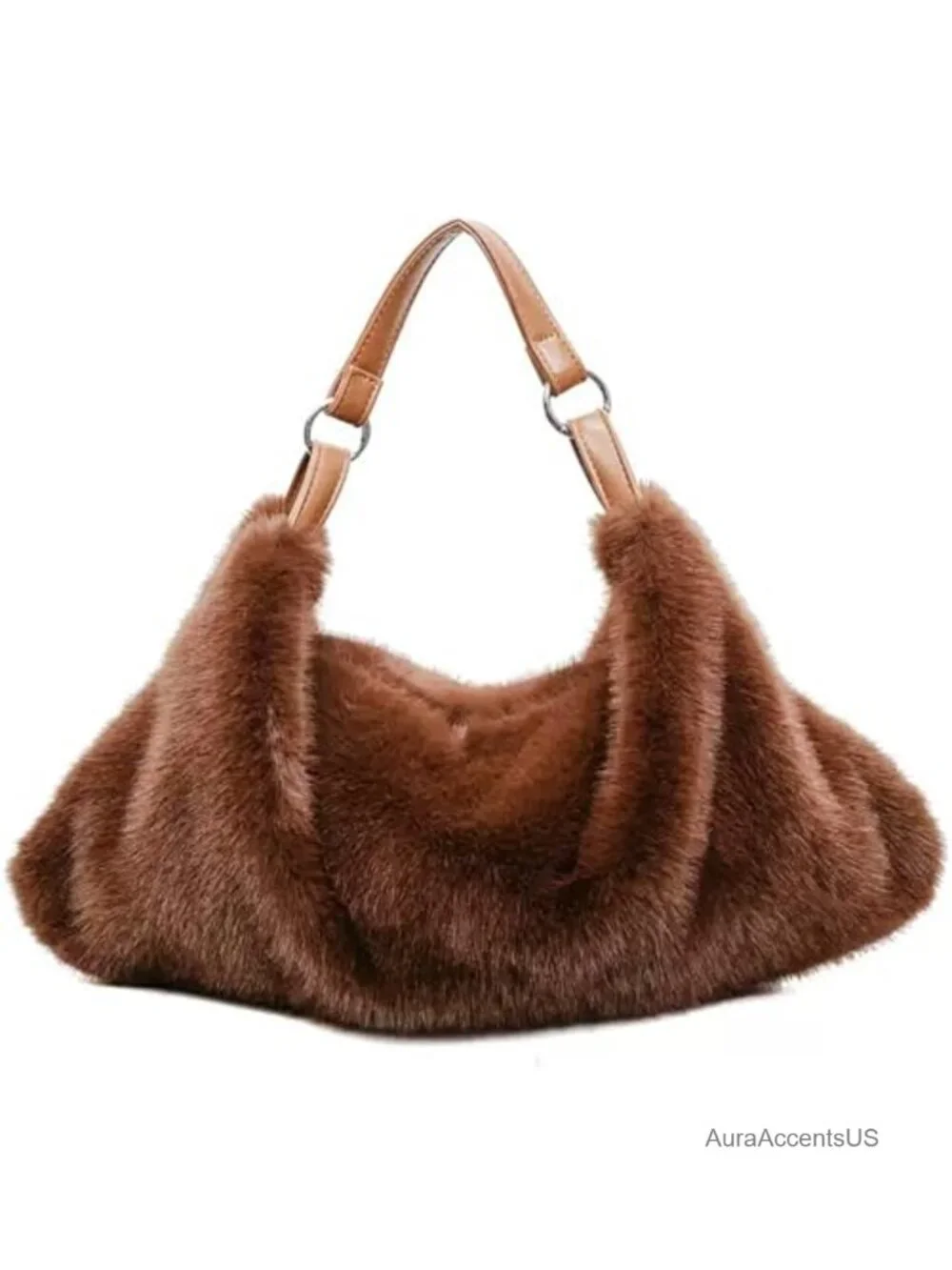Faux Fur Hobo Bag Large Fuzzy Tote Purse for Women Winter Shoulder Crossbody